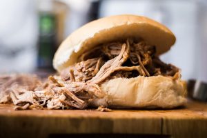pulled pork in a bread roll